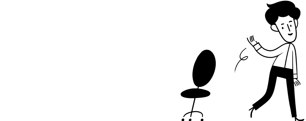 Abbildung einer Person, die von ihrem Stuhl aufsteht und weggeht