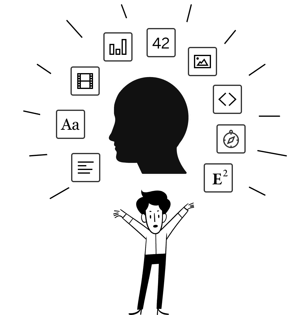 Abbildung einer Person, die sich über mehrere Dokumente freut