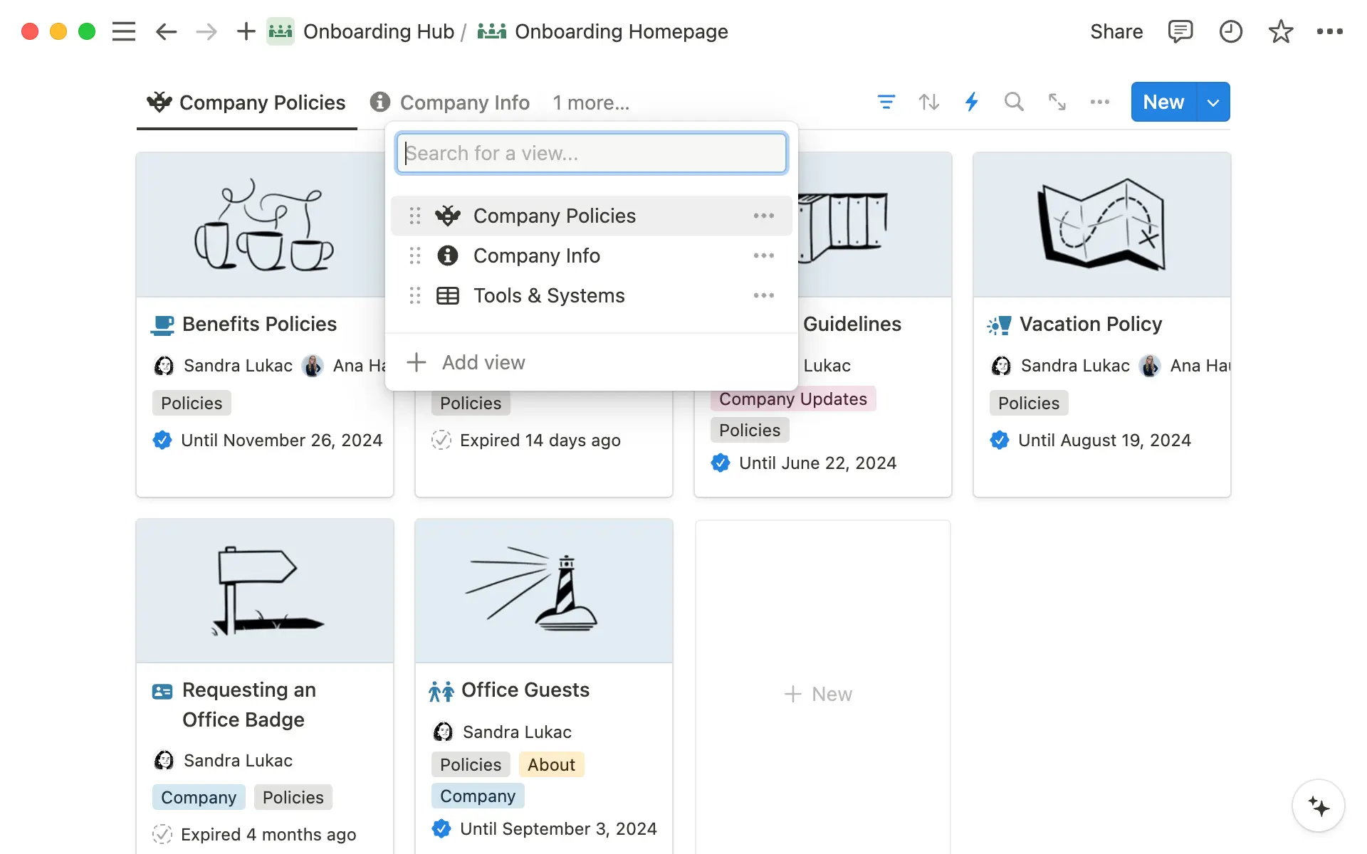 Ansichten können helfen, Informationen innerhalb deines Wikis zu organisieren.