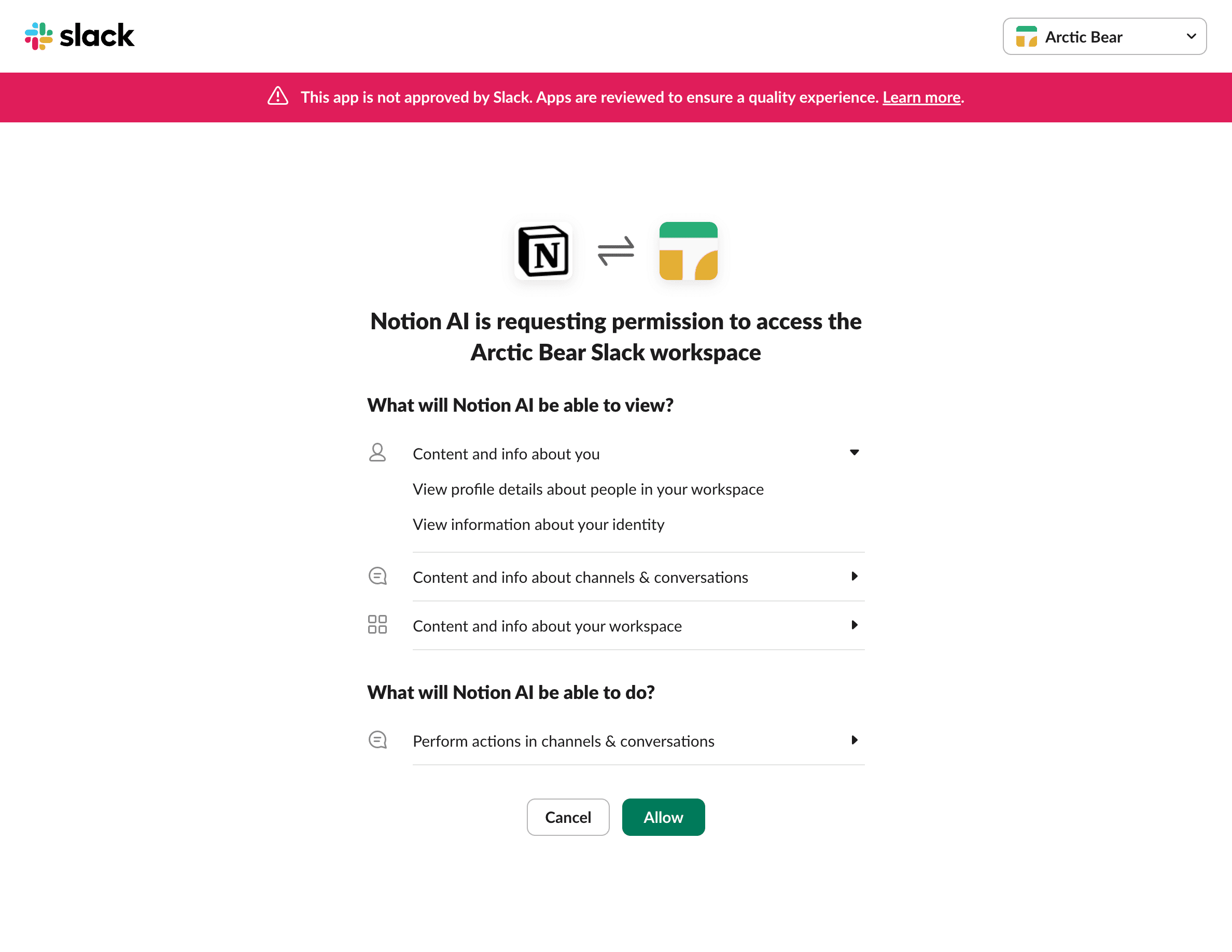 hc: Notion-KI-Konnektor in Slack eingerichtet