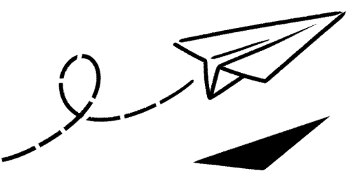 Ein fliegendes Papierflugzeug.