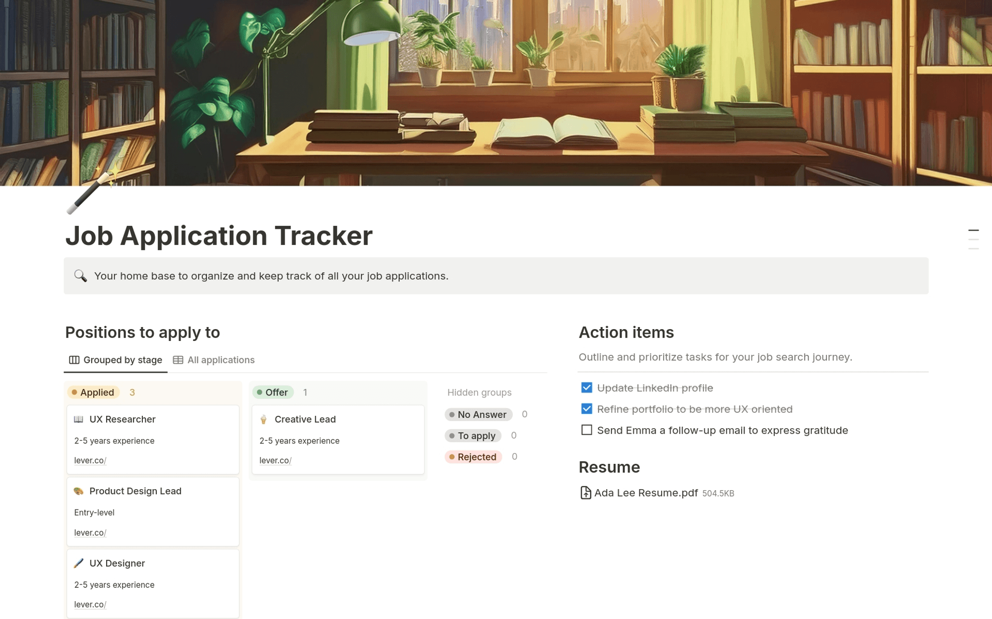Bild der Job-Tracker-Vorlage