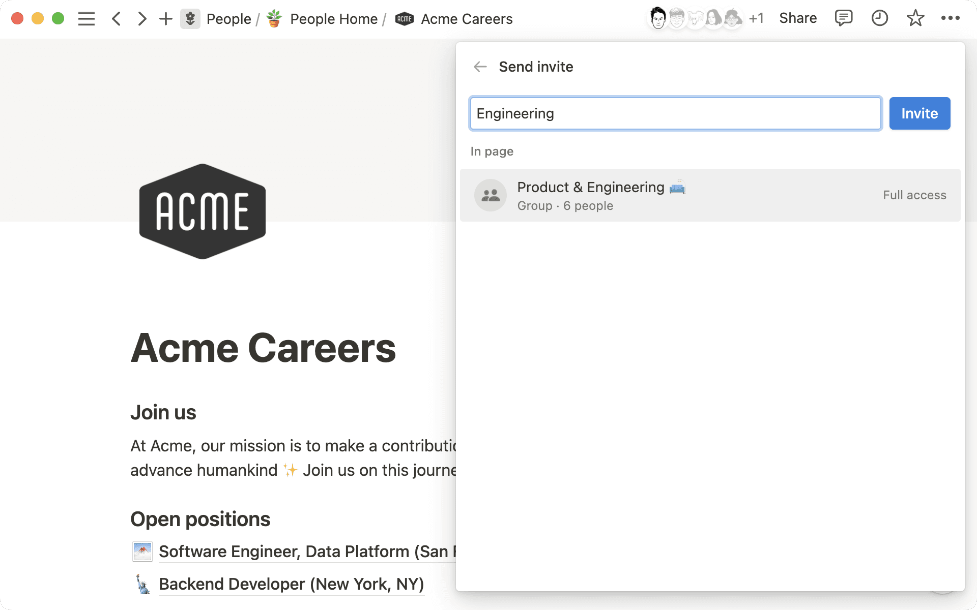 Freigabe und Berechtigungen – Mit Gruppe teilen