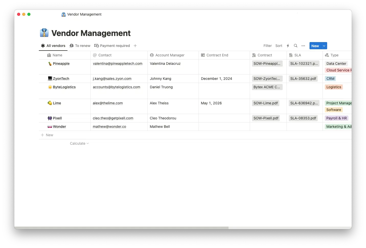 vendor management template thumbnail
