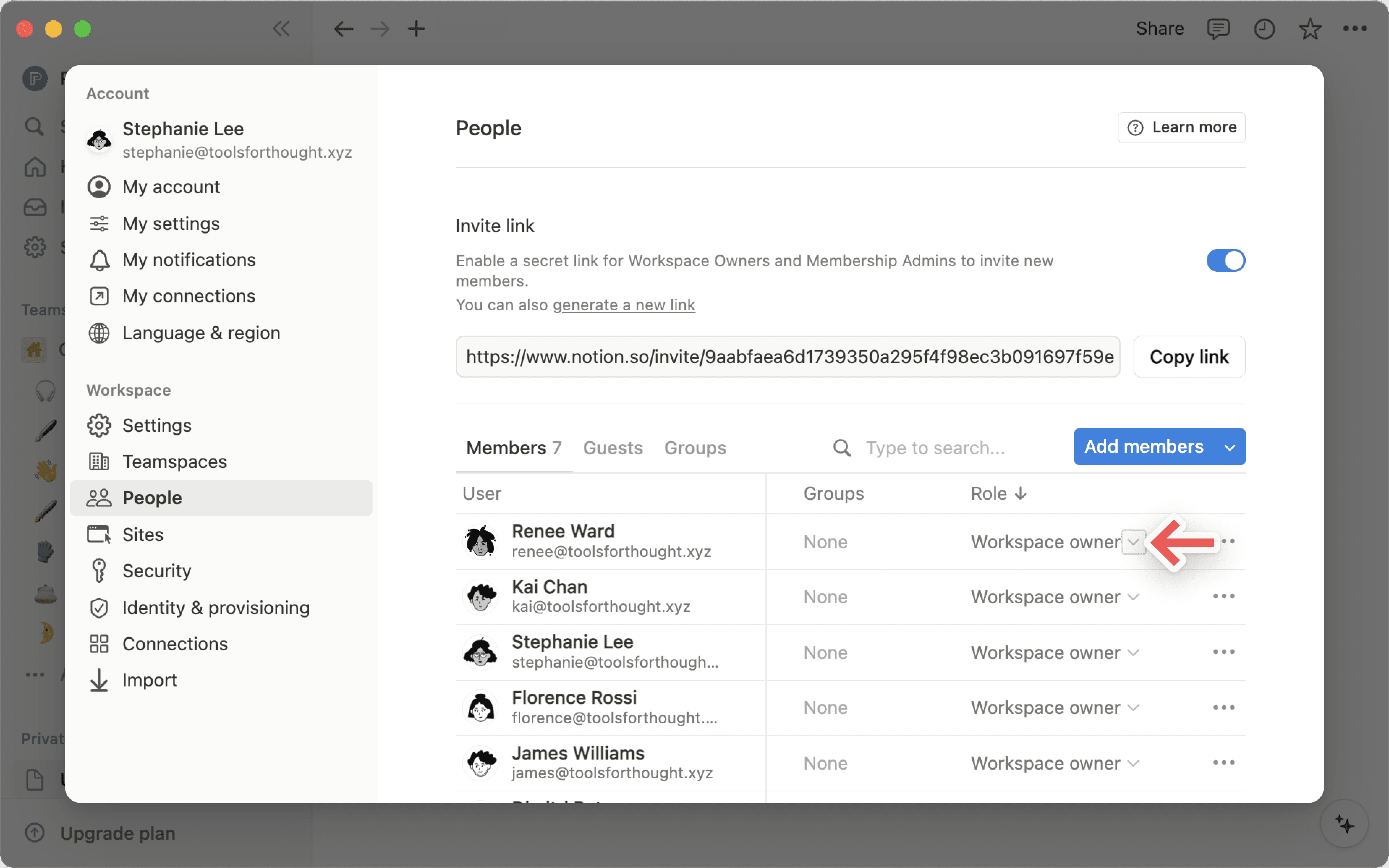 HC: Rolle eines Mitglieds ändern