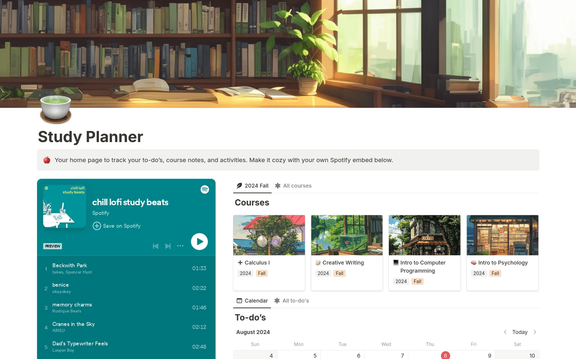 Entspannte Lofi-Beats begleiten diesen Studienplaner