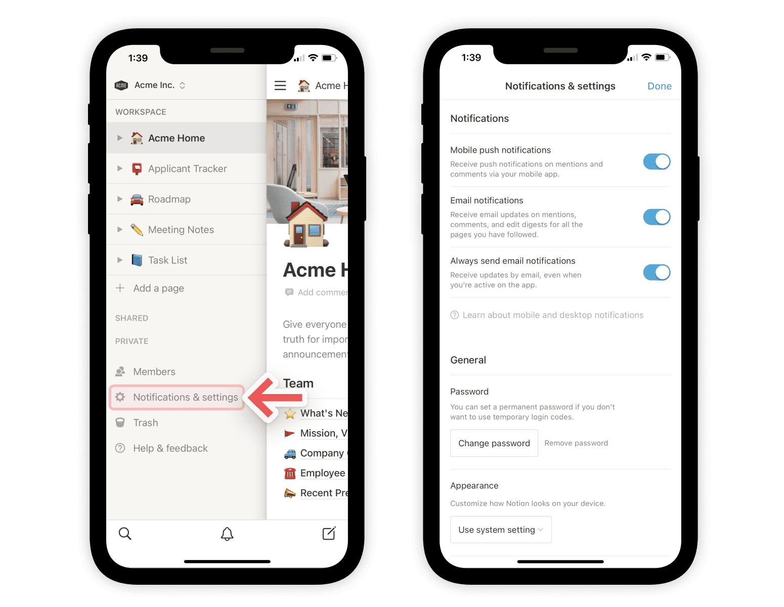 Benachrichtigungseinstellungen – Mobilgeräte