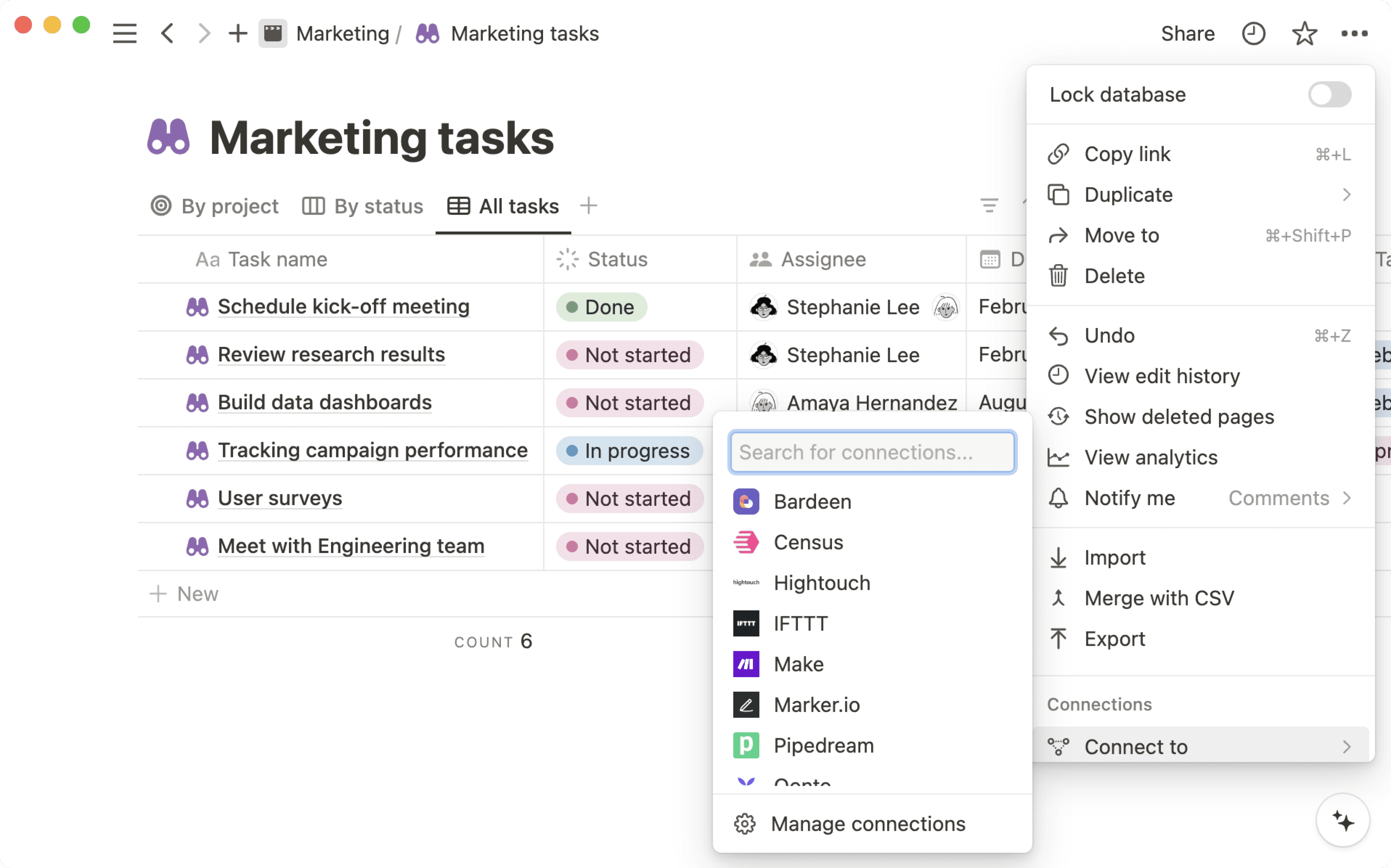 Menüpunkt Verknüpfungen hinzufügen