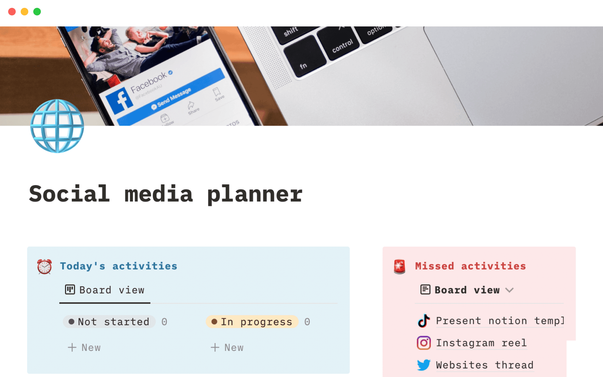 Social media content planner
