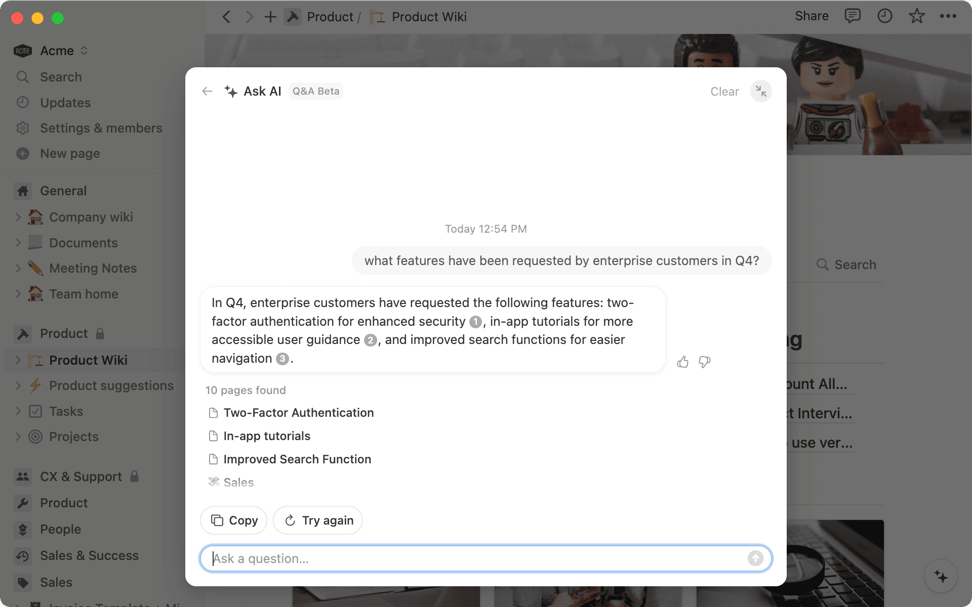 Fasse auf Knopfdruck mehrere Seiten mit Nutzerforschung zu leicht verständlichen Informationen zusammen.